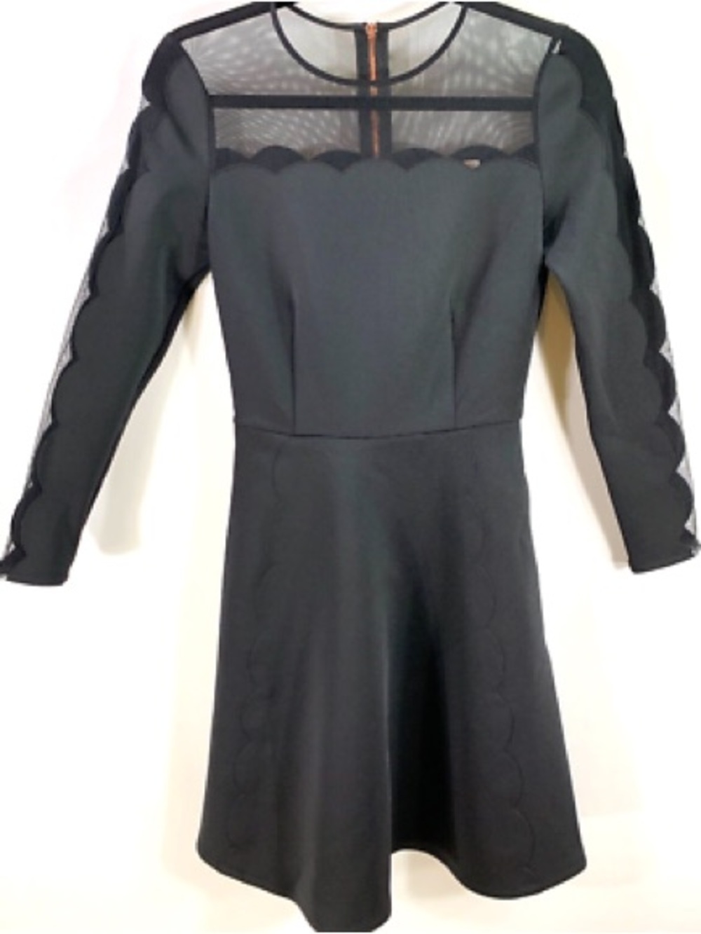 Ted Baker London Kikoh Mesh Panel Skater Dress in Black